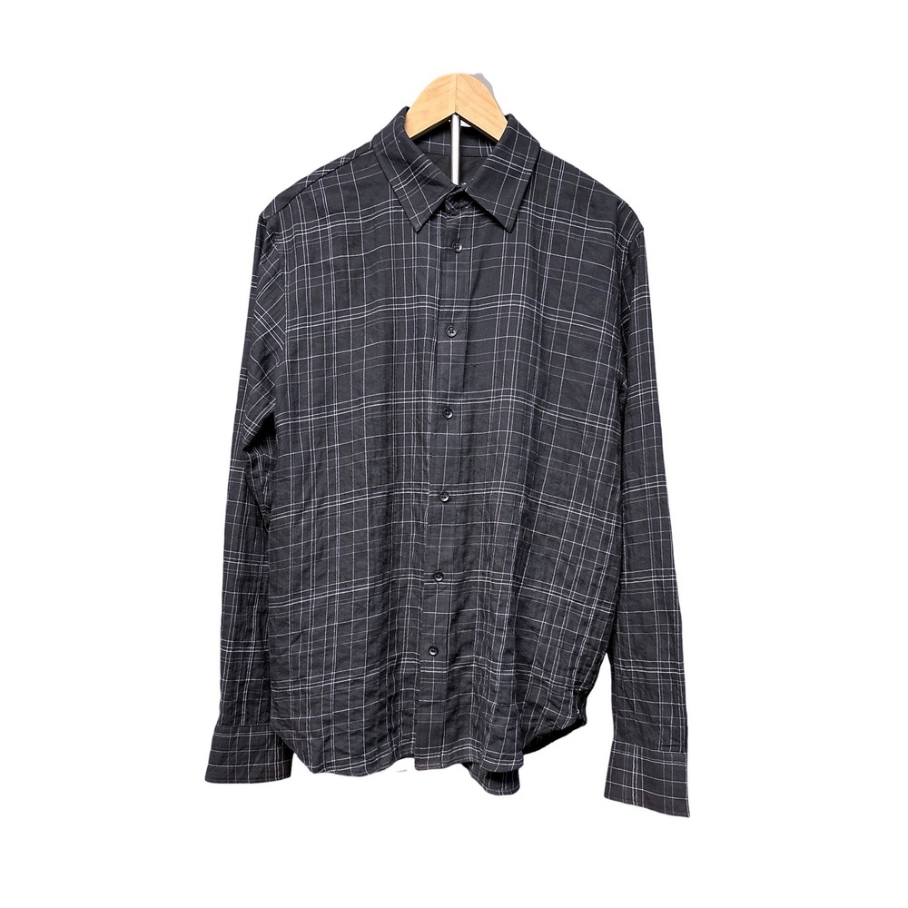 Rag & Bone Plaid Button Down Shirt Black Cotton Stretch Western Yoke Men's M NWT - Picture 2 of 8